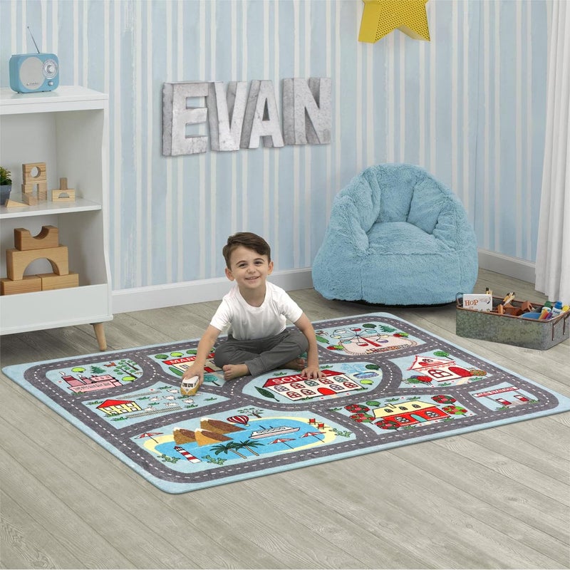 LIVEBOX Kids Rug 3'x5' Car Rug Play Mat for Playing Cars Toys, City Life Playroom Rugs Educational Carpet for Children Boy Girl, Road Traffic Nursery Rugs for Kids Room Play Area - Image 3