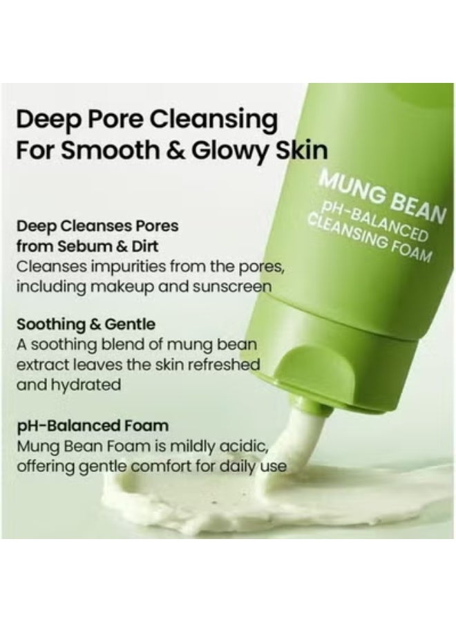 beplain Mung Bean PH-Balanced Cleansing Foam 80ml, Amino Acids Gentle Scent Free Natural Cleanser, Face Wash for Acne prone, Dry, Oily Skin - Image 3