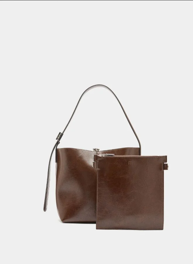 PARFOIS Bucket bag with cracked effect