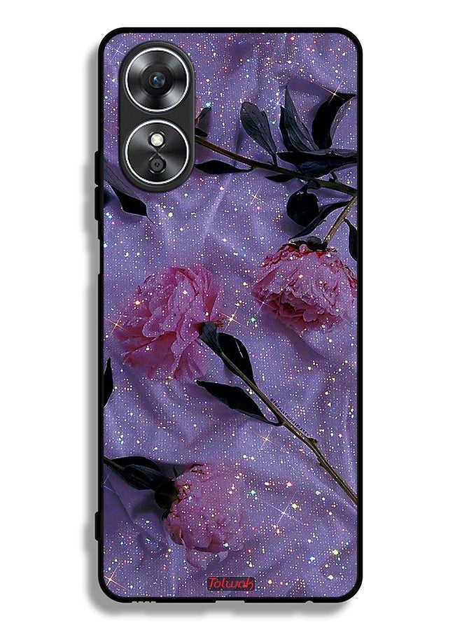 Tolwak Oppo A17 Protective Case Cover Glitter Roses - Image 2