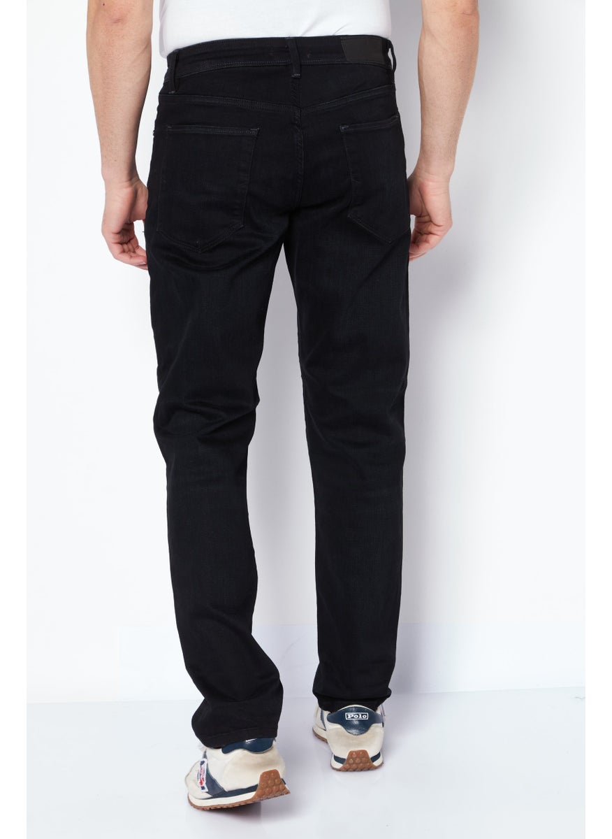 Selected Homme Men Straight Fit Solid Stretchable Jeans, Black  - Image 4