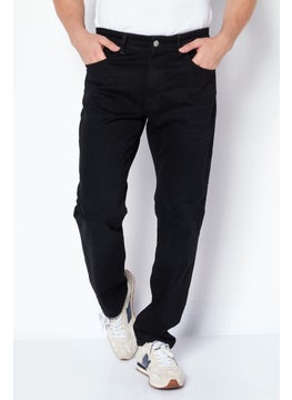 Selected Homme Men Straight Fit Solid Stretchable Jeans, Black  - Image 1