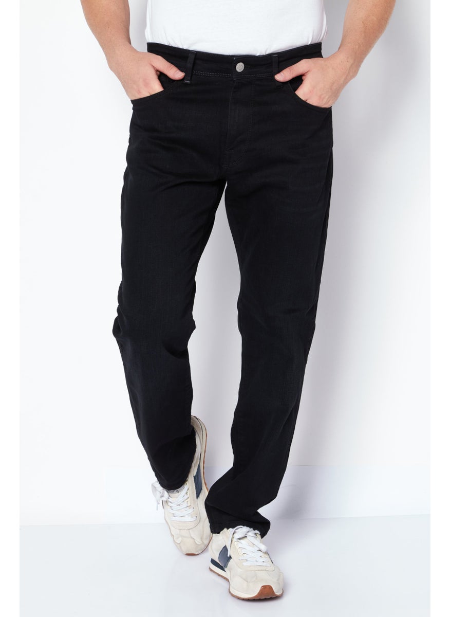 Selected Homme Men Straight Fit Solid Stretchable Jeans, Black  - Image 1