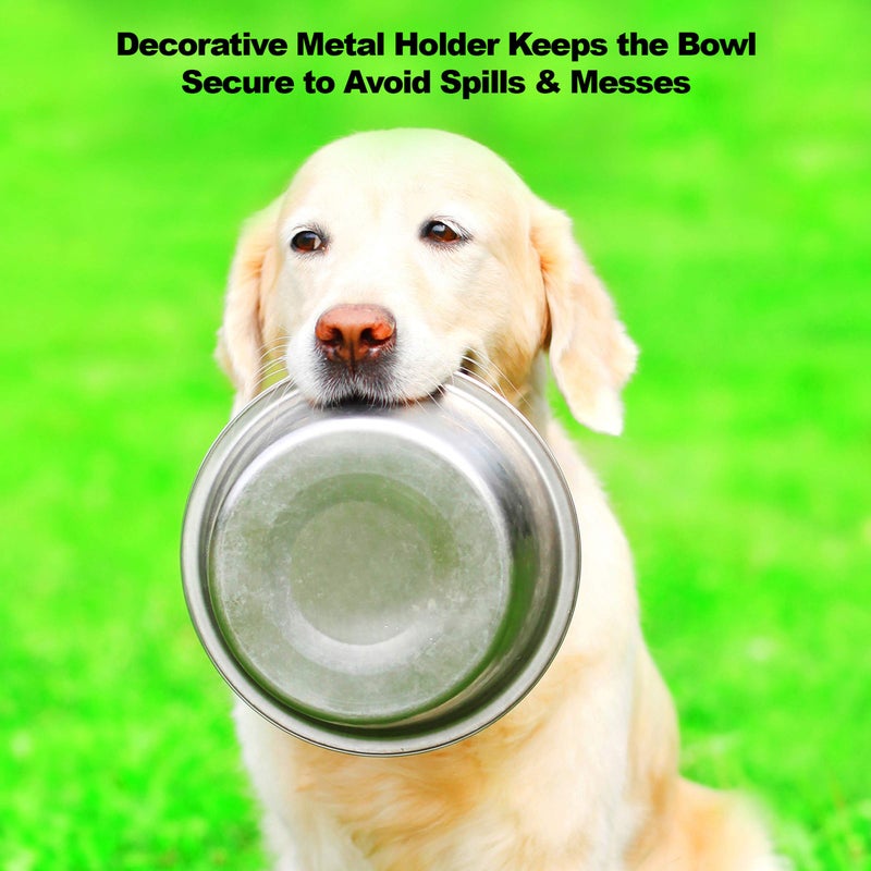 PETMAKER Set of 2 Stainless Steel Dog Bowls - 40oz Pet Bowls with Decorative Dog Food Stand - Metal Food and Water Dishes for Large Pets - Puppy Essentials by PETMAKER (Silver/Black) - Image 4
