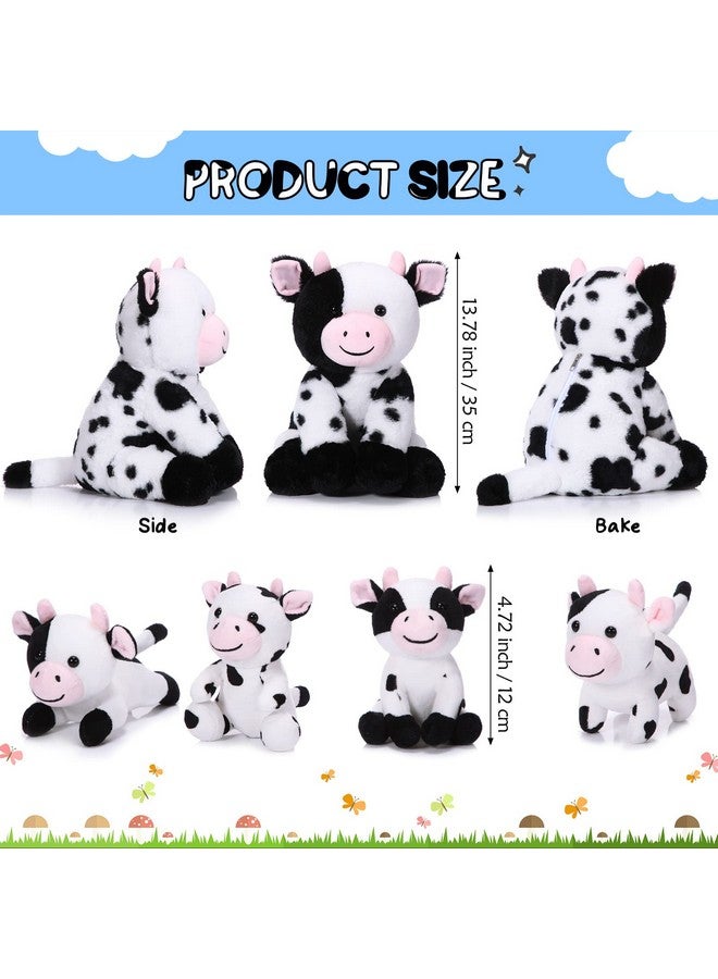 Sumind 5 Pcs Cow Plush Animals Set Mommy Cow Stuffed Animal with 4 Baby Cute Calf in Her Tummy Mommy and Baby Small Plush for Boys Girls(Cute) - Image 2