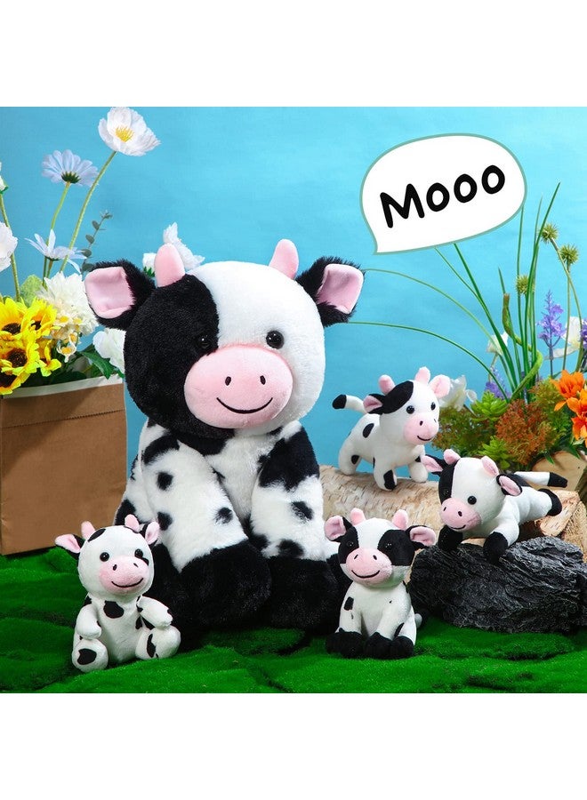 Sumind 5 Pcs Cow Plush Animals Set Mommy Cow Stuffed Animal with 4 Baby Cute Calf in Her Tummy Mommy and Baby Small Plush for Boys Girls(Cute) - Image 4