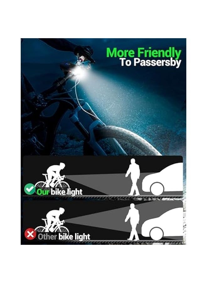 Starwell - Bike Light, High Lumens Super Bright Bicycle Light, 6+4 Modes USB Rechargeable Bike Headlight & Tail Light Set, Waterproof Safety Bike Front & Rear Light for Road, Mountain, Night Riding - Image 1