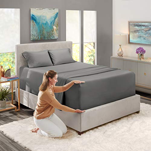 Nestl King Size Sheet Set, 4 Piece Extra Deep Pocket (18-24 inches), Microfiber, Hotel Luxury, Soft, Breathable, Wrinkle-Free, Easy to Care, Grey - Image 2