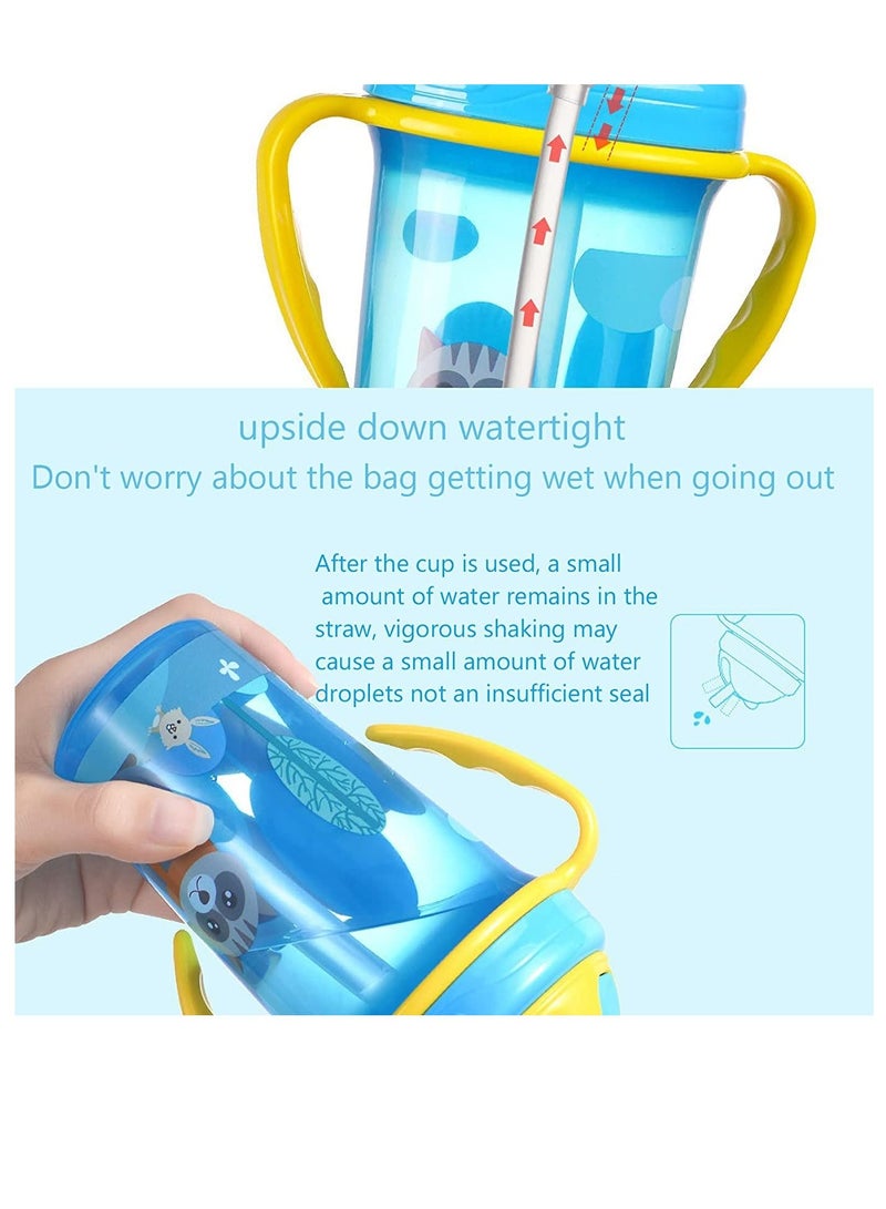 Y&D Baby Straw Cup, Spill Resistant Cup Kids Water Bottle with Soft Silicone Spout Toddler Transition for Toddlers BPA Free, Blue 300ml - Image 4