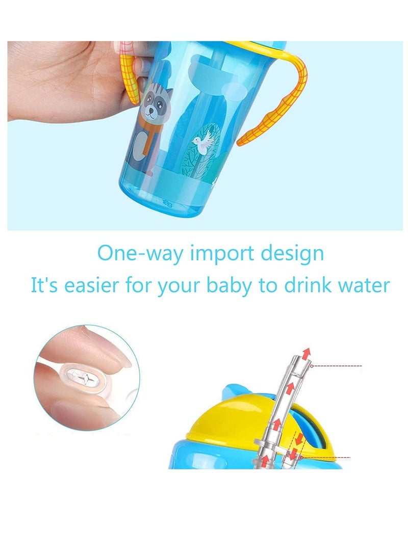 Y&D Baby Straw Cup, Spill Resistant Cup Kids Water Bottle with Soft Silicone Spout Toddler Transition for Toddlers BPA Free, Blue 300ml - Image 3