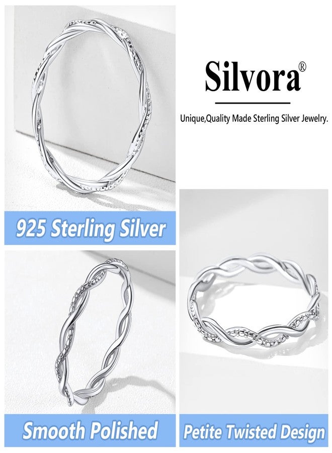 Silvora Silver Band Rings for Women 925 Sterling Silver 3mm Wedding Bands for Women - Image 4