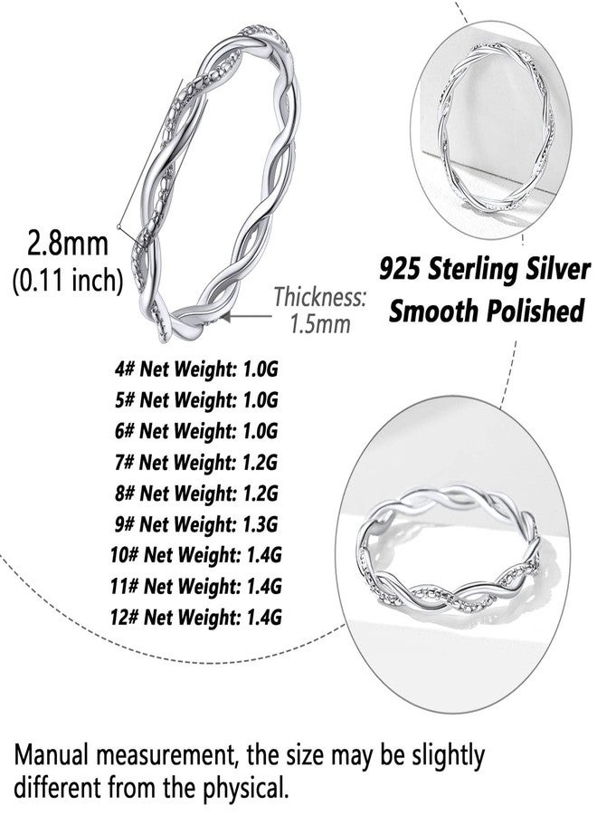 Silvora Silver Band Rings for Women 925 Sterling Silver 3mm Wedding Bands for Women - Image 3