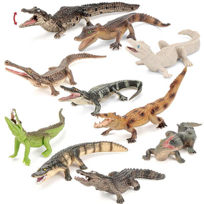 THINKBAY 10PCS Crocodile Toys Realistic Alligator Animal Toys for Kids Include White Caiman Crocodile Alligator Figurines Cake Toppers Birthday Gift Party Favors for Boy - Image 3