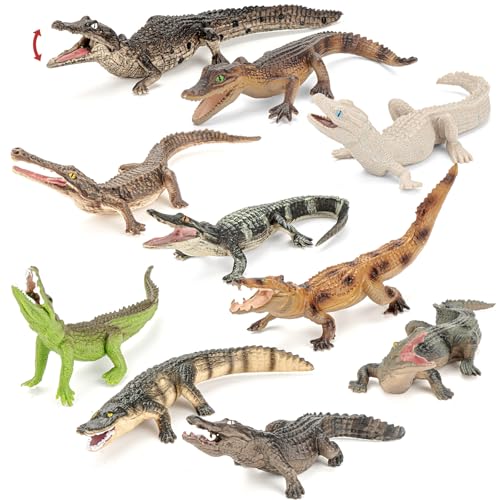 THINKBAY 10PCS Crocodile Toys Realistic Alligator Animal Toys for Kids Include White Caiman Crocodile Alligator Figurines Cake Toppers Birthday Gift Party Favors for Boy - Image 1