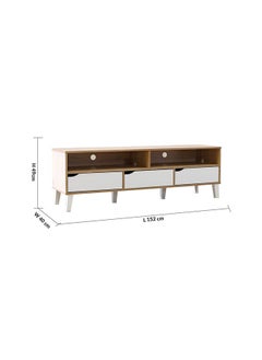 DANUBE HOME Fabian TV Cabinet For Up To 55 Inches TV Entertainment Modern Design Wall Unit Furniture Wooden TV Stand For Living Room Bedroom TV Rack L152xW40xH49 cm Sonoma Oak/White  - Image 5