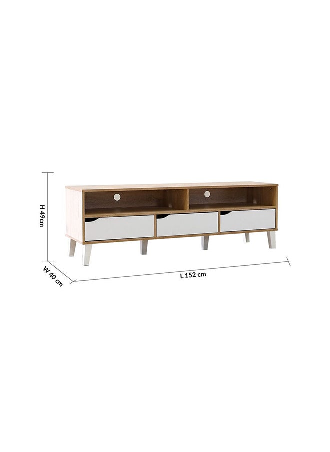 DANUBE HOME Fabian TV Cabinet For Up To 55 Inches TV Entertainment Modern Design Wall Unit Furniture Wooden TV Stand For Living Room Bedroom TV Rack L152xW40xH49 cm Sonoma Oak/White  - Image 5