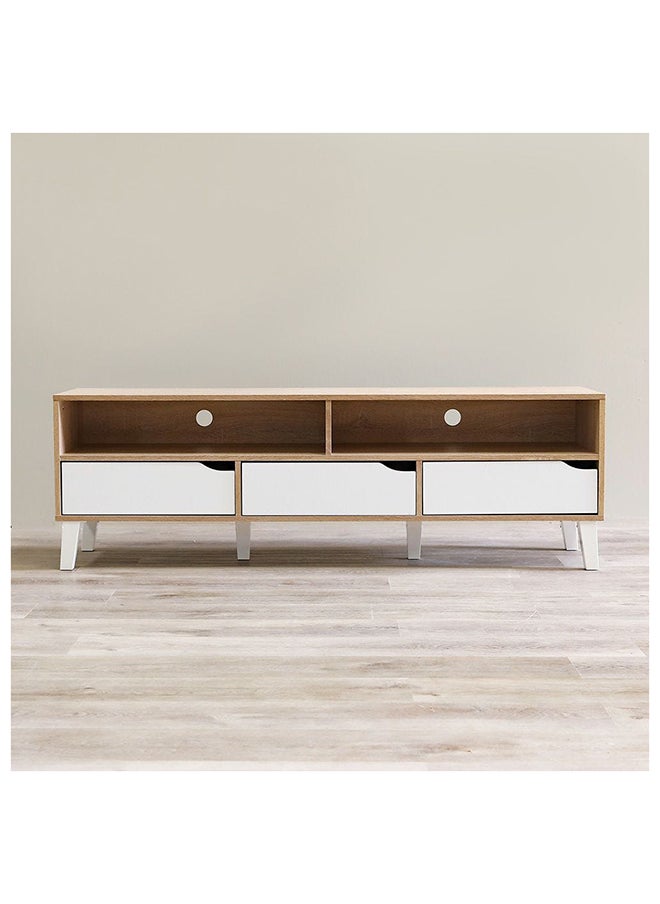 DANUBE HOME Fabian TV Cabinet For Up To 55 Inches TV Entertainment Modern Design Wall Unit Furniture Wooden TV Stand For Living Room Bedroom TV Rack L152xW40xH49 cm Sonoma Oak/White  - Image 3