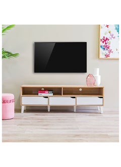 DANUBE HOME Fabian TV Cabinet For Up To 55 Inches TV Entertainment Modern Design Wall Unit Furniture Wooden TV Stand For Living Room Bedroom TV Rack L152xW40xH49 cm Sonoma Oak/White  - Image 1