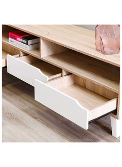 DANUBE HOME Fabian TV Cabinet For Up To 55 Inches TV Entertainment Modern Design Wall Unit Furniture Wooden TV Stand For Living Room Bedroom TV Rack L152xW40xH49 cm Sonoma Oak/White  - Image 4
