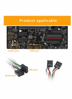 KASTWAVE Ports Extension Wire, KASTWAVE Computer Chassis USB Front Panel HUB Microphone & Earphone Audio Jacks Port 6.8cm PC Desktop Front Audio Baffle 2 Ports USB2.0 Extension Wire  - Image 3