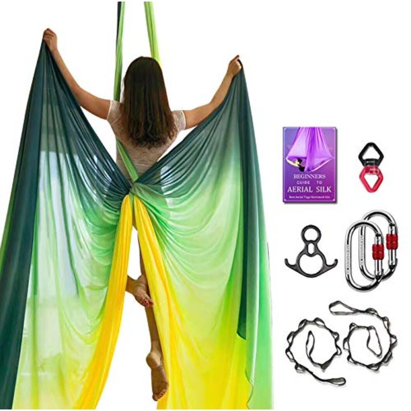 طقم معدات السيلك العلوية الفاخر لليوغا العلوية، حبل هزاز ب_LENGTH:10 أمتار، عرض:2.8 متر، مناسب للرياضات الجوية والرقص والأداءات الهوائية - Image 1