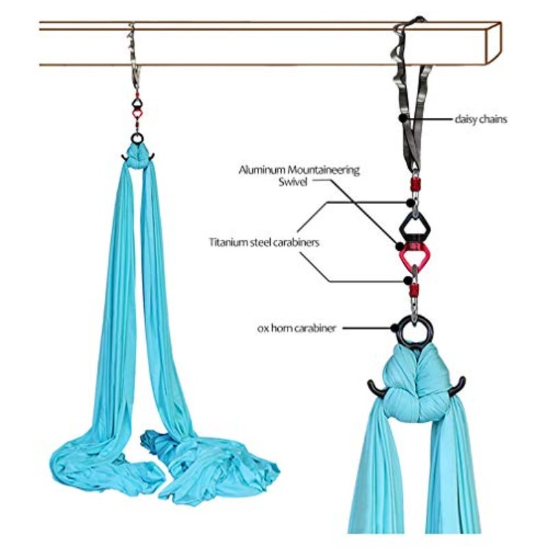 طقم معدات السيلك العلوية الفاخر لليوغا العلوية، حبل هزاز ب_LENGTH:10 أمتار، عرض:2.8 متر، مناسب للرياضات الجوية والرقص والأداءات الهوائية - Image 3