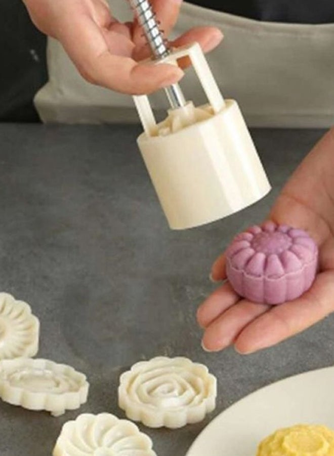 Flower Fondant Hand Press Cookie Cutter White/Silver/Beige  - Image 2