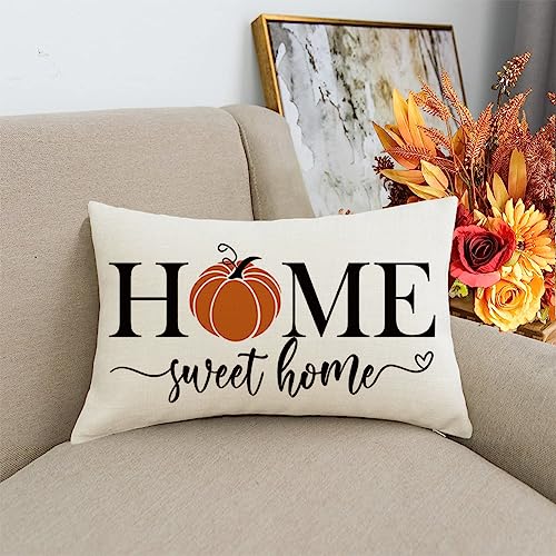 RABUSOFA Fall Pillows Decorative Throw Pillows,Fall Pillow Covers 12x20 Inch,Thanksgiving Orange Pumpkin Pillow Cases,Autumn Outdoor Lumbar Cushion Covers,Decor for Couch Bedroom Sofa Farmhouse - Image 5