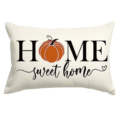 RABUSOFA Fall Pillows Decorative Throw Pillows,Fall Pillow Covers 12x20 Inch,Thanksgiving Orange Pumpkin Pillow Cases,Autumn Outdoor Lumbar Cushion Covers,Decor for Couch Bedroom Sofa Farmhouse - Image 1