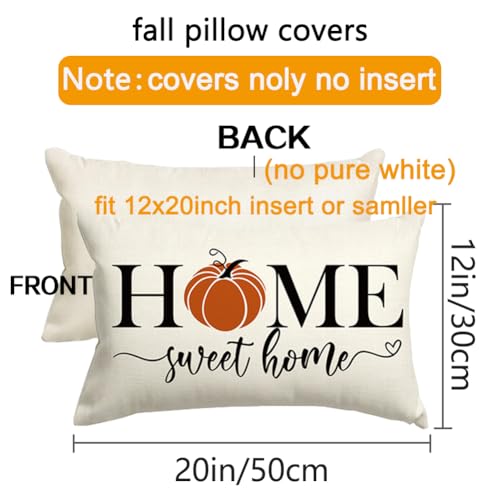 RABUSOFA Fall Pillows Decorative Throw Pillows,Fall Pillow Covers 12x20 Inch,Thanksgiving Orange Pumpkin Pillow Cases,Autumn Outdoor Lumbar Cushion Covers,Decor for Couch Bedroom Sofa Farmhouse - Image 2
