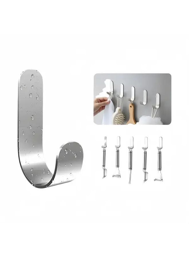 3pcs Stainless Steel Adhesive Wall Hooks No Drill Waterproof Bathroom Kitchen Towel Hooks - Image 2