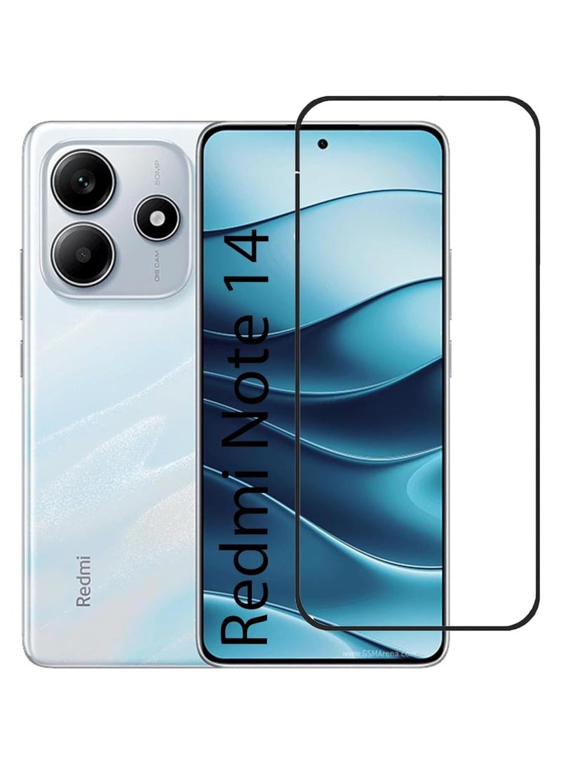 حماية شاشة Xiaomi Redmi Note 14 زجاج مقوى منحني بالكامل لاصق كامل تغطية كاملة خالي من الفقاعات مضاد للخدش عالي الوضوح استجابة عالية لـ Redmi Note 14 4G أسود - Image 1