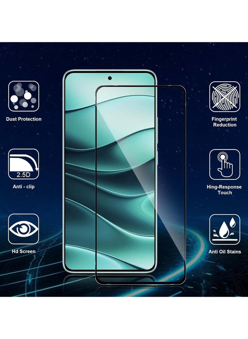 حماية شاشة Xiaomi Redmi Note 14 زجاج مقوى منحني بالكامل لاصق كامل تغطية كاملة خالي من الفقاعات مضاد للخدش عالي الوضوح استجابة عالية لـ Redmi Note 14 4G أسود - Image 2