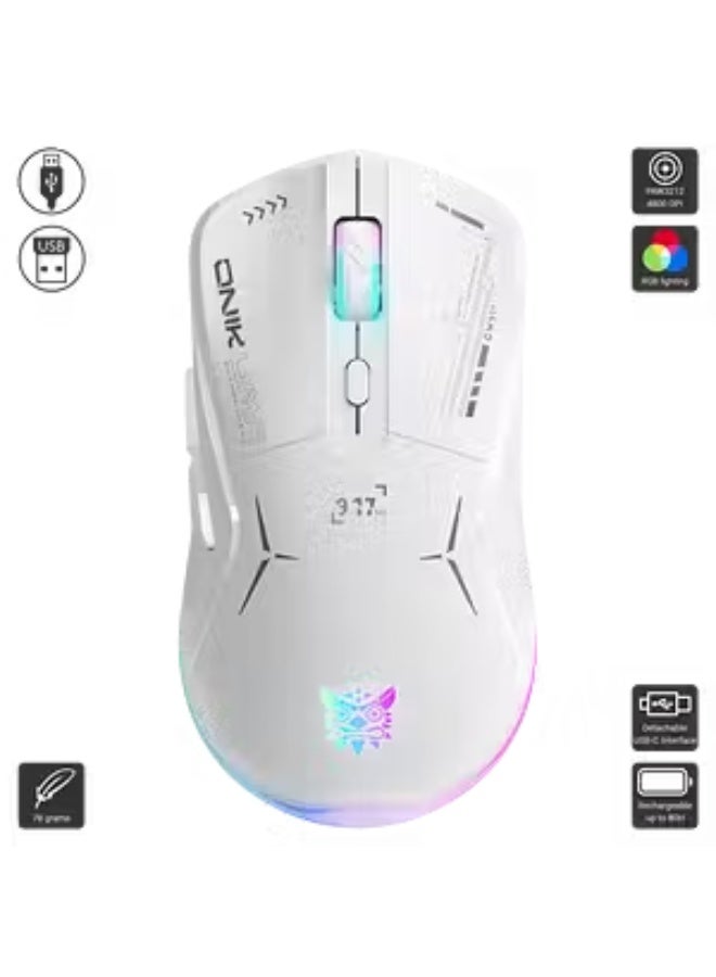 أونيكوما ماوس الألعاب Onikuma CW917 ثنائي الوضع RGB - أبيض - Image 2