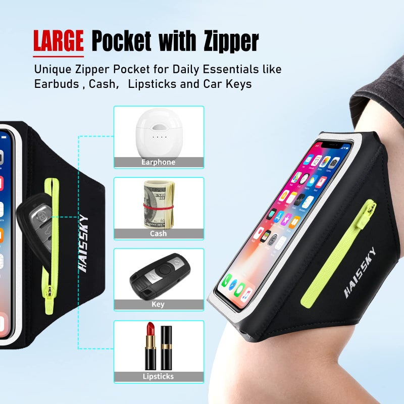 Guzack Running Armband [3D Design] with Key Pouch, Running Phone Holder for iPhone 16 15 14 13 12 11 Pro Max Plus, Samsung S25 S24 S23 S22 [Up to 6.9 Inch], Gym Workouts Sports Arm Band with Card Holder - Image 2