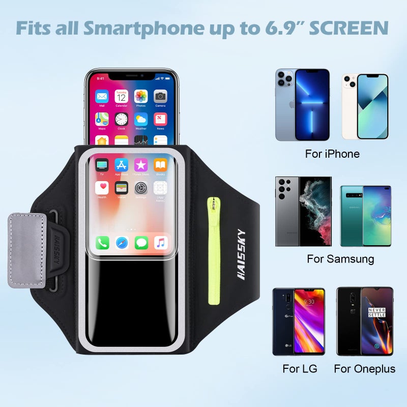 Guzack Running Armband [3D Design] with Key Pouch, Running Phone Holder for iPhone 16 15 14 13 12 11 Pro Max Plus, Samsung S25 S24 S23 S22 [Up to 6.9 Inch], Gym Workouts Sports Arm Band with Card Holder - Image 3
