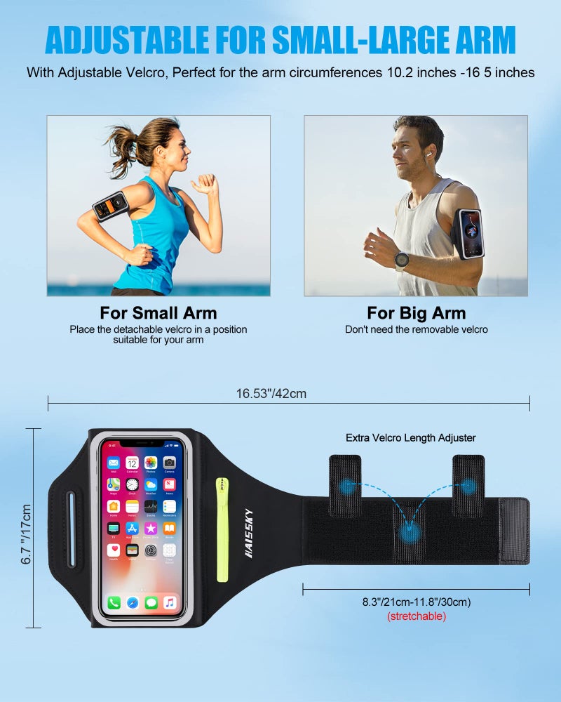 Guzack Running Armband [3D Design] with Key Pouch, Running Phone Holder for iPhone 16 15 14 13 12 11 Pro Max Plus, Samsung S25 S24 S23 S22 [Up to 6.9 Inch], Gym Workouts Sports Arm Band with Card Holder - Image 4