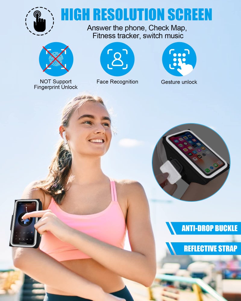 Guzack Running Armband [3D Design] with Key Pouch, Running Phone Holder for iPhone 16 15 14 13 12 11 Pro Max Plus, Samsung S25 S24 S23 S22 [Up to 6.9 Inch], Gym Workouts Sports Arm Band with Card Holder - Image 5