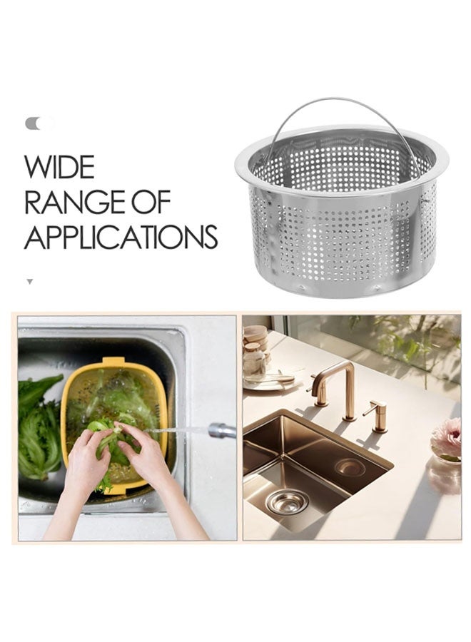 Kitchen Sink Drain Basket, 3-inch Basket for Kitchen Sink Strainer Replacement, Deep Cup with Handle, SUS 304 Stainless Steel - Image 3