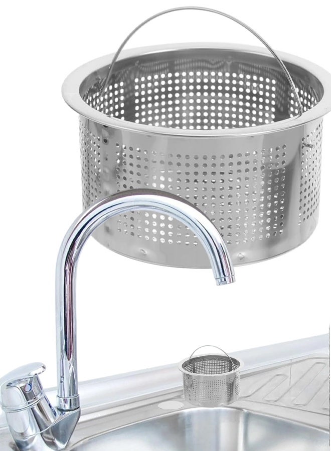 Kitchen Sink Drain Basket, 3-inch Basket for Kitchen Sink Strainer Replacement, Deep Cup with Handle, SUS 304 Stainless Steel - Image 1