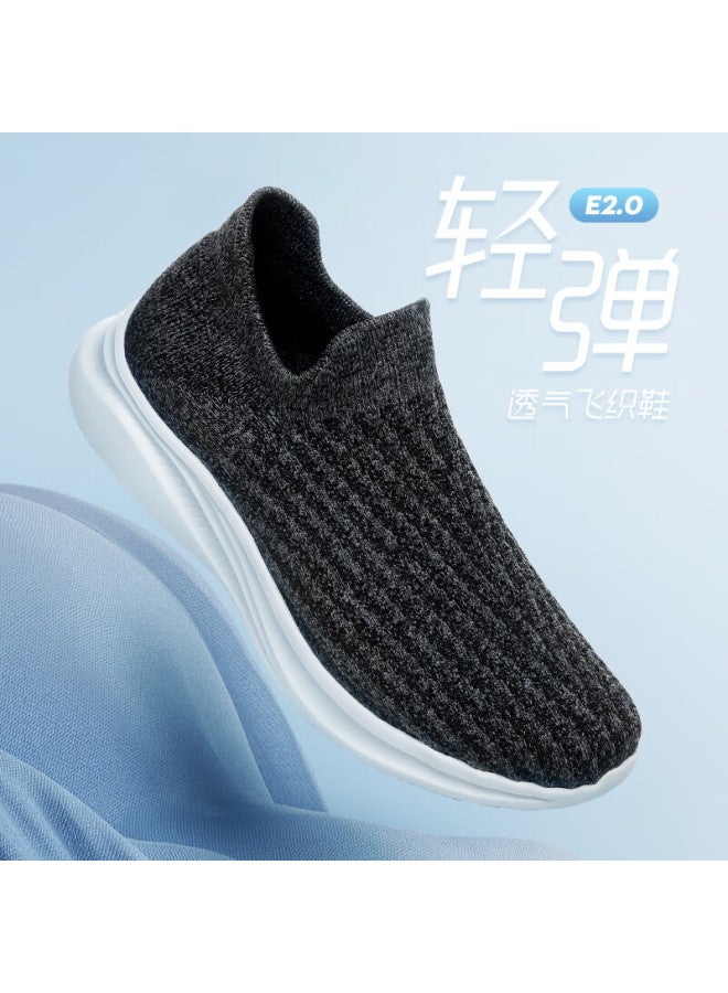 Egchi Uni Casual Sports Breathable Walking Shoes Soft Bottom Mesh Slip-on Lazy Shoes J30 Black Size 44 - Image 4