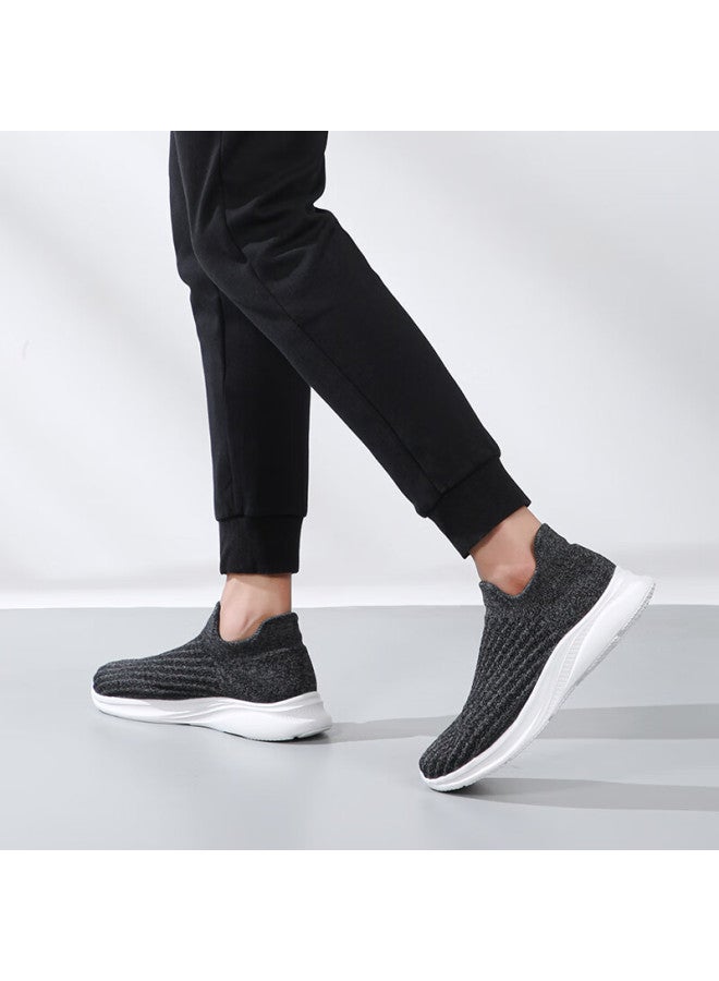 Egchi Uni Casual Sports Breathable Walking Shoes Soft Bottom Mesh Slip-on Lazy Shoes J30 Black Size 44 - Image 5