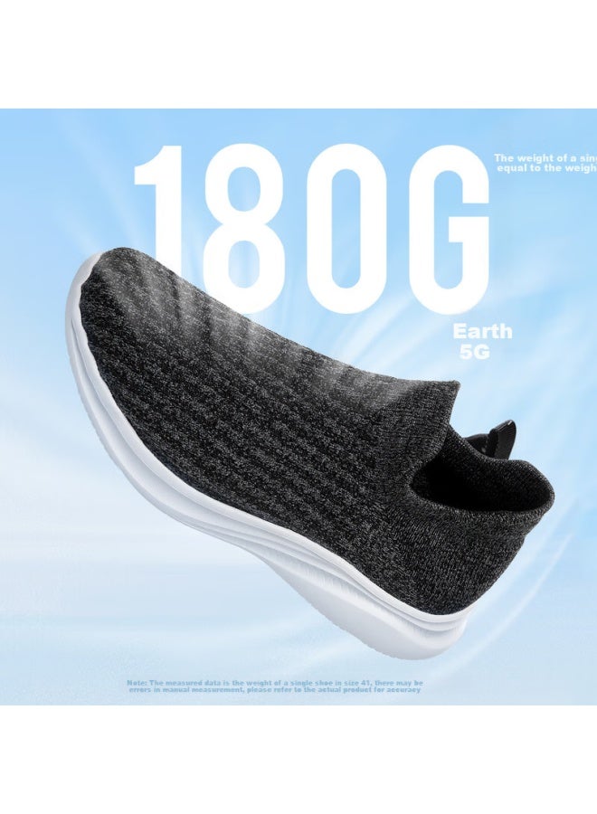 Egchi Uni Casual Sports Breathable Walking Shoes Soft Bottom Mesh Slip-on Lazy Shoes J30 Black Size 44 - Image 2