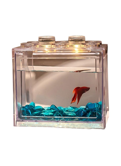 Mini Betta Fish Tank,Small Transparent Fish Bowl Aquarium Stackable Tank,Ant Feeding Case Mini Reptile Row Box(Rectangle15.5 * 10.5 * 14cm)