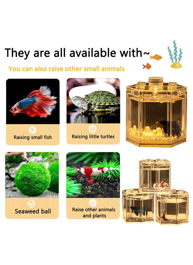 Neostyle - Mini Betta Fish Tank,Small Transparent Fish Bowl Aquarium Stackable Tank,Ant Feeding Case Mini Reptile Row Box(Rectangle15.5 * 10.5 * 14cm) - Image 1