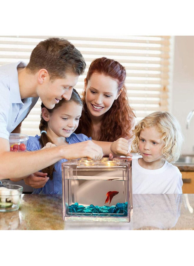 Neostyle - Mini Betta Fish Tank,Small Transparent Fish Bowl Aquarium Stackable Tank,Ant Feeding Case Mini Reptile Row Box(Rectangle15.5 * 10.5 * 14cm) - Image 1