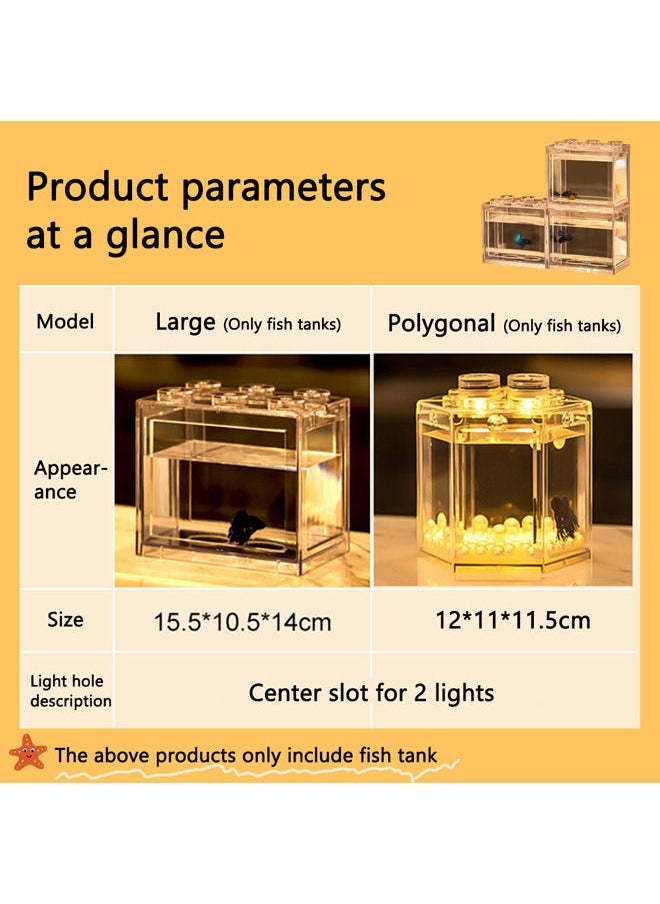 Neostyle - Mini Betta Fish Tank,Small Transparent Fish Bowl Aquarium Stackable Tank,Ant Feeding Case Mini Reptile Row Box(Rectangle15.5 * 10.5 * 14cm) - Image 1