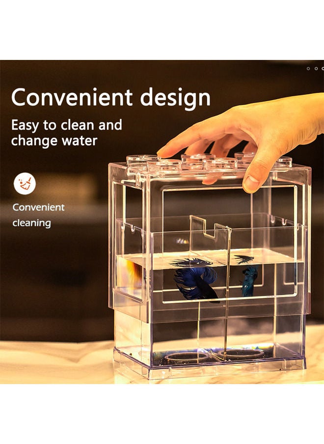Neostyle - Mini Betta Fish Tank,Small Transparent Fish Bowl Aquarium Stackable Tank,Ant Feeding Case Mini Reptile Row Box(Rectangle15.5 * 10.5 * 14cm) - Image 1