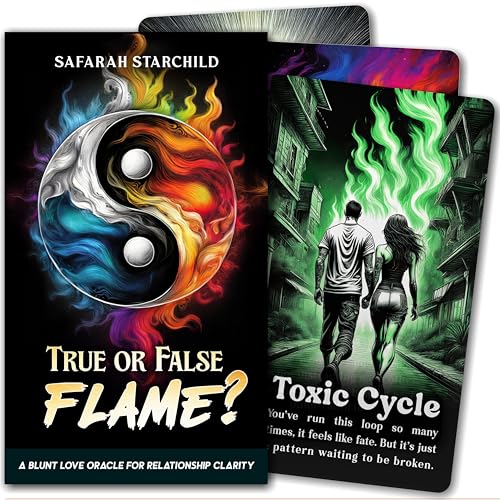 Metaphoracle True or False Flame A Blunt Love Oracle for Relationship Clarity by Safarah Starchild Deck of 64 Tarot Sized Cards with Keywords and Meanings on Them - Image 1
