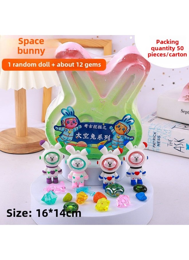 Generic - Archaeological Digging Toys Dinosaur Fossils Stall Luminous Gem Blind Stone Children's Knocking Digging Treasure Toys Blind Box-Color:Titanium Empty Rabbit - Image 1